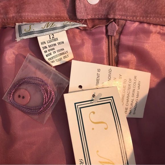 Y2K Vintage Mauve Pink Patchwork Pieced Leather Stitched Midi Skirt NWT size 12 - Picture 11 of 12